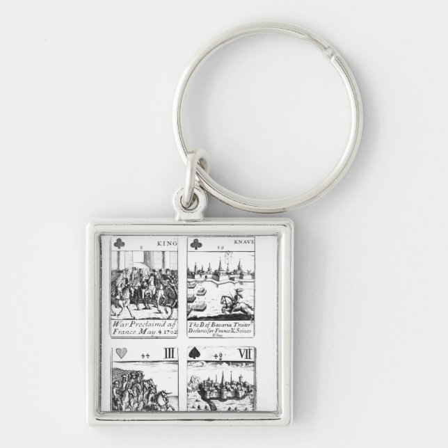 Leka att fira minnet av för kort fyrkantig silverfärgad nyckelring (Framsidan)