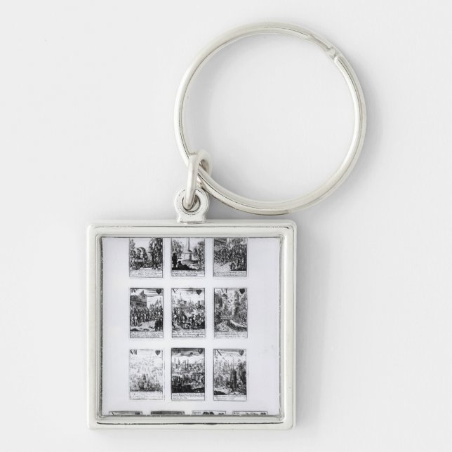 Leka att fira minnet av för kort fyrkantig silverfärgad nyckelring (Framsidan)