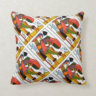 Leka den kortTarot jacken av SpadesThrow PillowJ Kudde