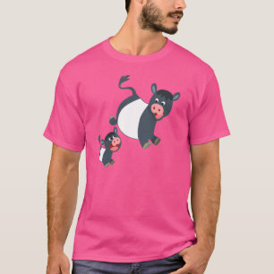 Leka den tecknad köt Galloway kon & kalvT-tröja Tee Shirt