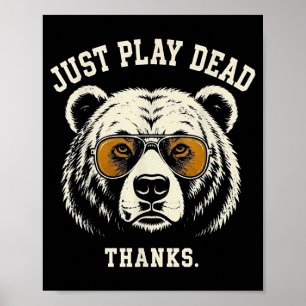Leka död tack rolig grizzlybjörn som bär poster