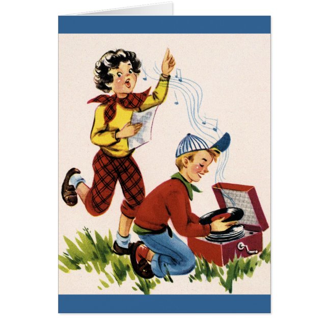 Leka femtiotalrekord hälsningskort (Framsidan)