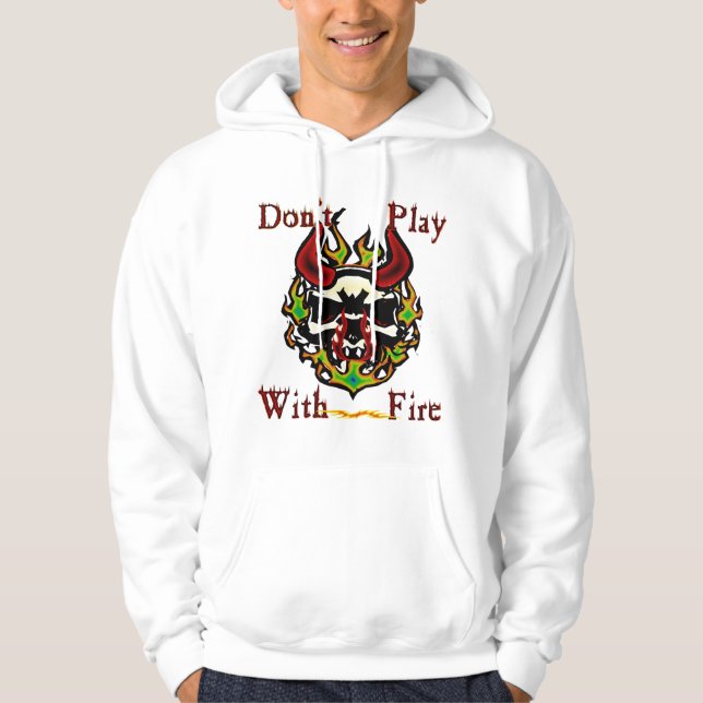 Leka inte med avfyrar skallehoodien sweatshirt (Framsida)