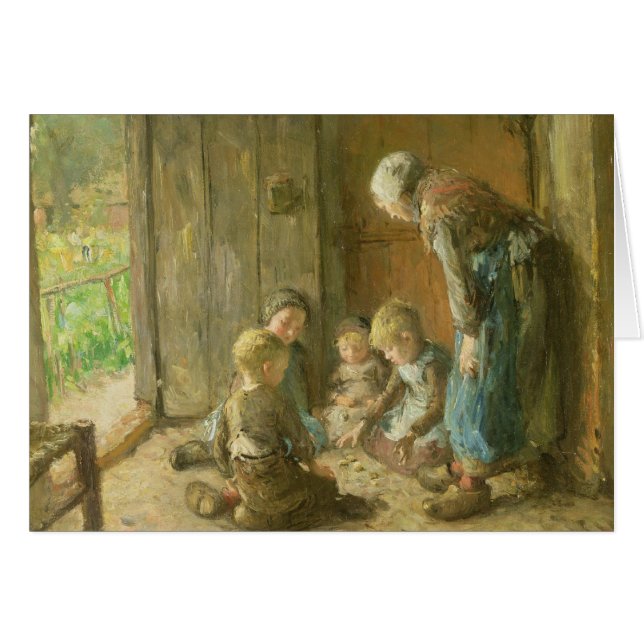 Leka jackar på tröskeln hälsningskort (Framsidan Horizontal)