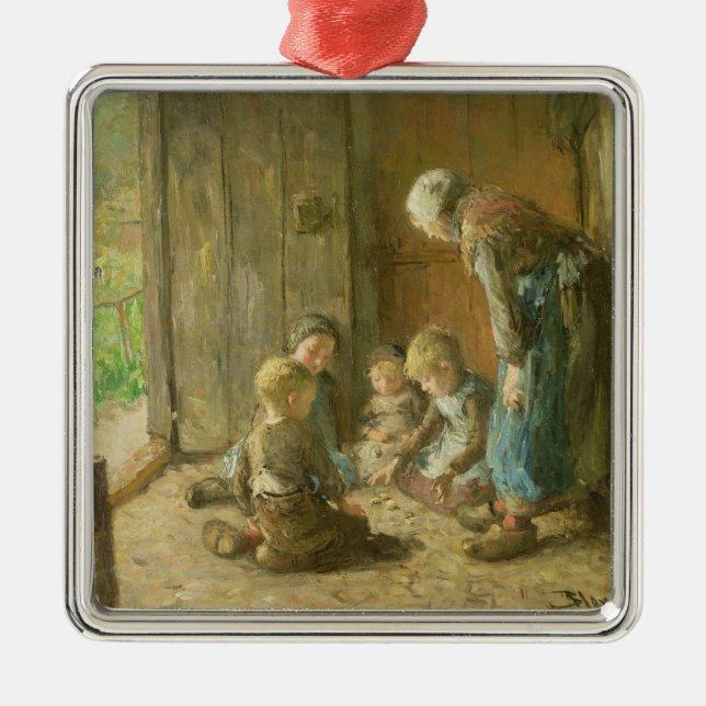 Leka jackar på tröskeln julgransprydnad metall (Framsidan)