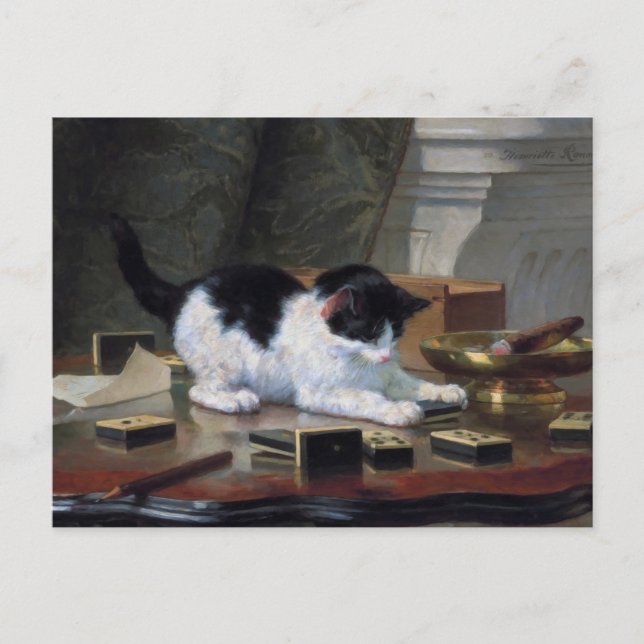 Leka kattungen av Henriëtte Ronner-Knip Vykort (Framsida)