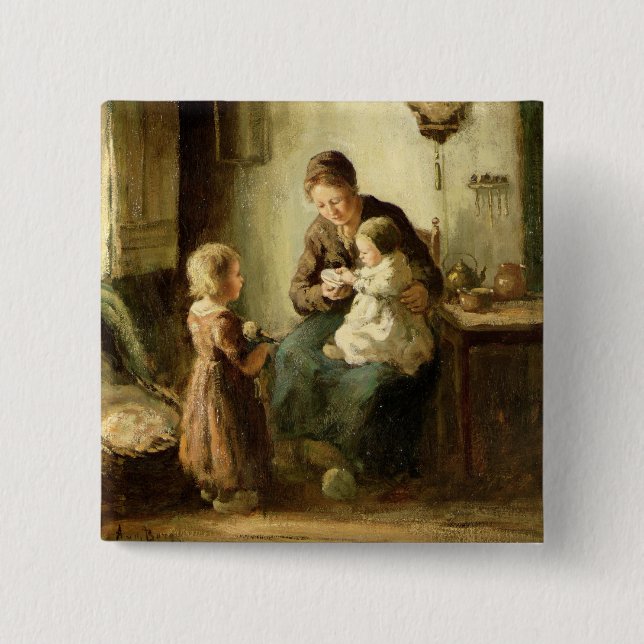 Leka med bebiset, 19th århundrade knapp (Framsida)