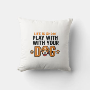 Leka Med Din Hund Rolig Vintage Gravyr Design_ Kudde
