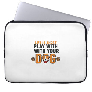 Leka Med Din Hund Rolig Vintage Gravyr Design_ Laptop Fodral