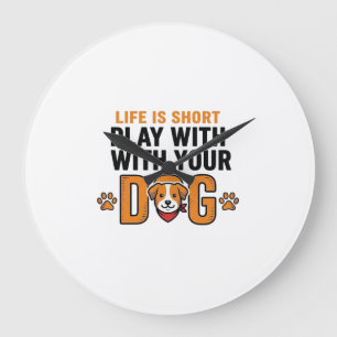 Leka Med Din Hund Rolig Vintage Gravyr Design_ Stor Klocka