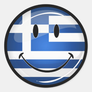 Lekande av grekisk Flagga Runt Klistermärke