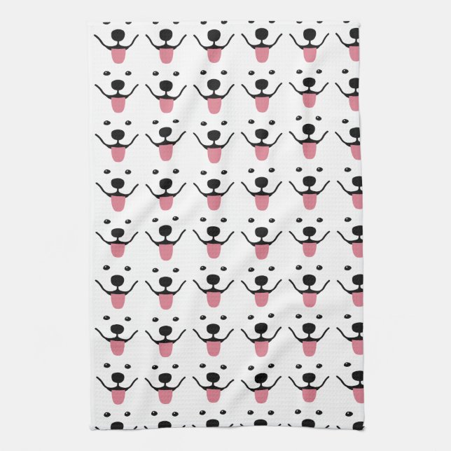 Lekande av Samoyed Köks Dish Tower Kökshandduk (Vertikal)