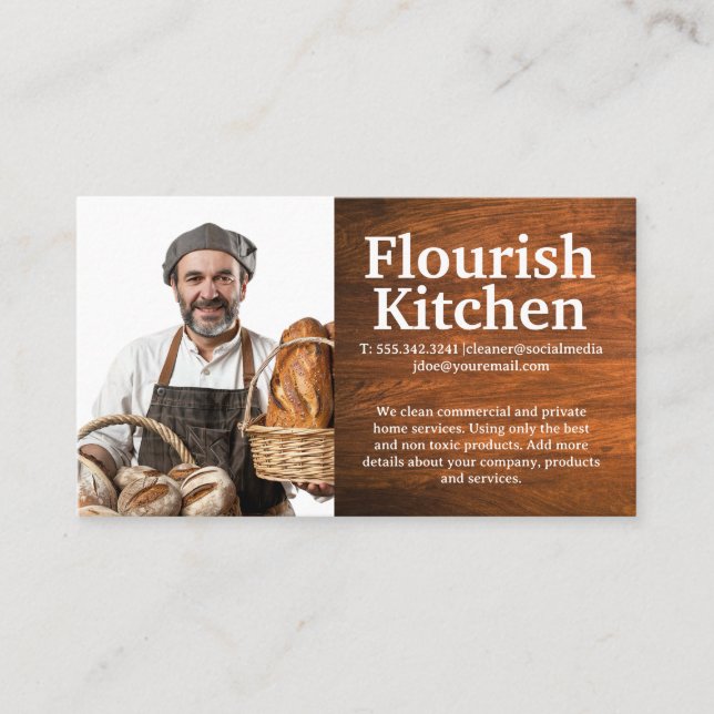 Lekande baker med bakat bröd visitkort (Framsida)