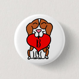 Lekande Beagle Heart Monogram Knapp