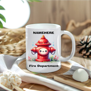 Lekande brandsläckare i parken kaffemugg