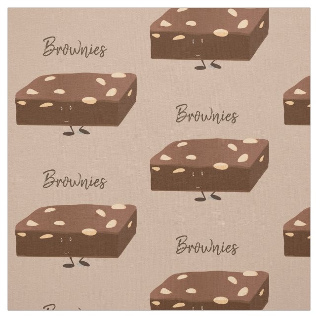 Lekande Brownies Brown Tecknad Food Character Ord Tyg (Provkarta)