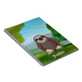Lekande Cute Sloth Monogrammad Anteckningsbok