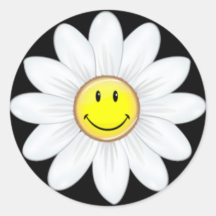 Lekande Daisy Flower Runt Klistermärke