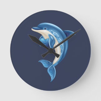 Lekande Dolphin Pillow Rund Klocka