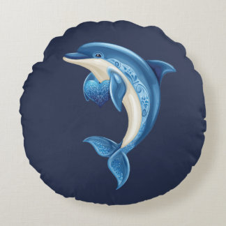 Lekande Dolphin Pillow Rund Kudde