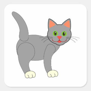 Lekande Grått-katt med piskor Fyrkantigt Klistermärke