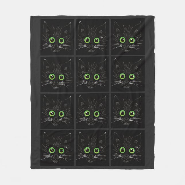 Lekande Grönt Eyed Cat Fleecefilt (Framsidan)