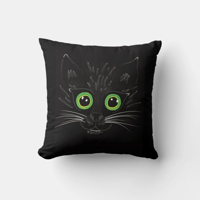 Lekande Grönt Eyed Cat Kudde (Framsida)