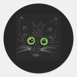 Lekande Grönt Eyed Cat Runt Klistermärke