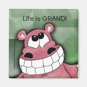 Lekande Hippo-Rosa Magnet
