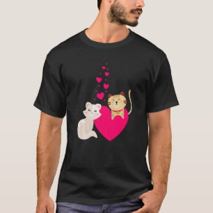 lekande katt Cats kärlek hjärtan T Shirt