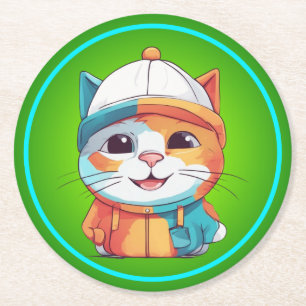 Lekande katt vid höftbenet Clipart Underlägg Papper Rund
