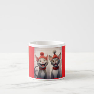 Lekande katter av Tecknad med rött hattämne och ha Espressomugg