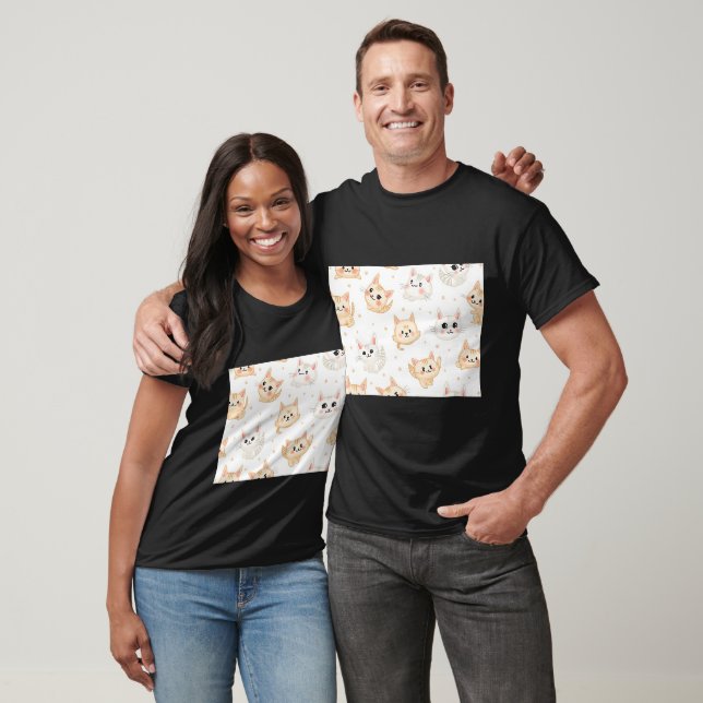 Lekande Kattmönster T Shirt (Unisex)