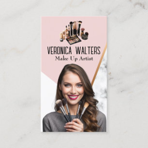 Lekande kvinnor med makeup-penslar visitkort