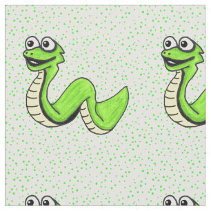 Lekande Neon Grönt Tecknad Snake Grönt Polka dots Tyg