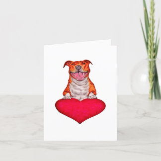 Lekande Pit Bull Kärlek Heart Illustration Tack Kort