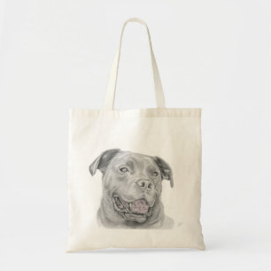 Lekande Pitbull Sketch Tote Bag Tygkasse