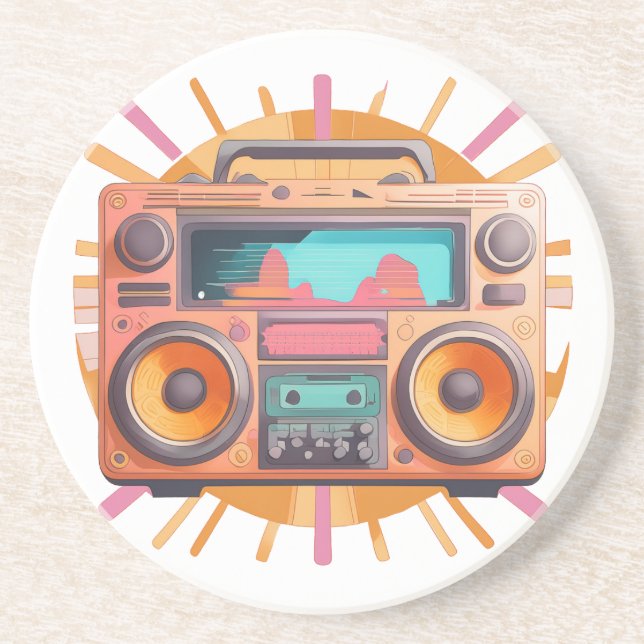 Lekande retro 80-talets boombox med solsprängning  underlägg (Framsidan)