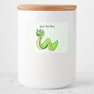Lekande Roligt Bright Grönt Snake på Polka dots Mat Etiketter