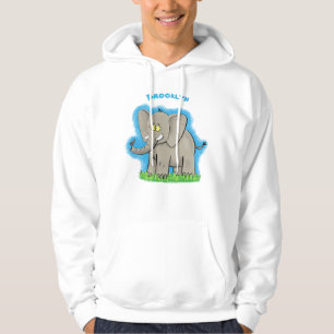 Lekande, roligt elefant med fågel på skräppost tec hoodie