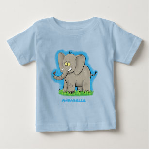 Lekande, roligt elefant med fågel på skräppost tec t shirt