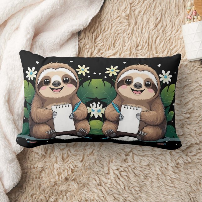 Lekande Sloth-Back to school med en sjömil Lumbarkudde (Filt)