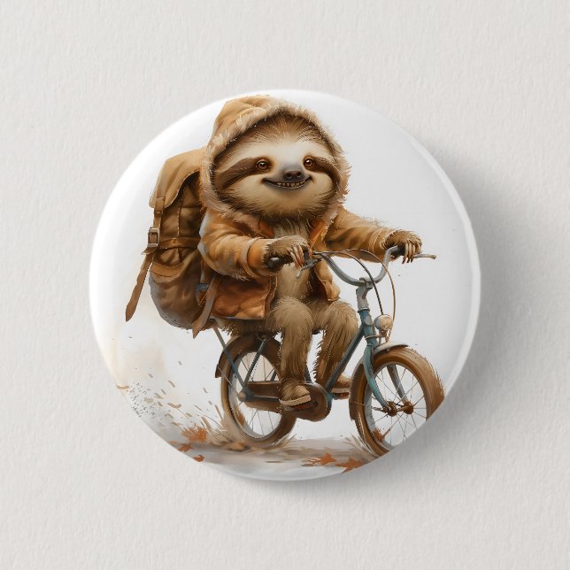 Lekande Sloth Cyclist Knapp (Framsida)
