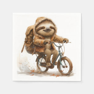 Lekande Sloth Cyclist Pappersservett