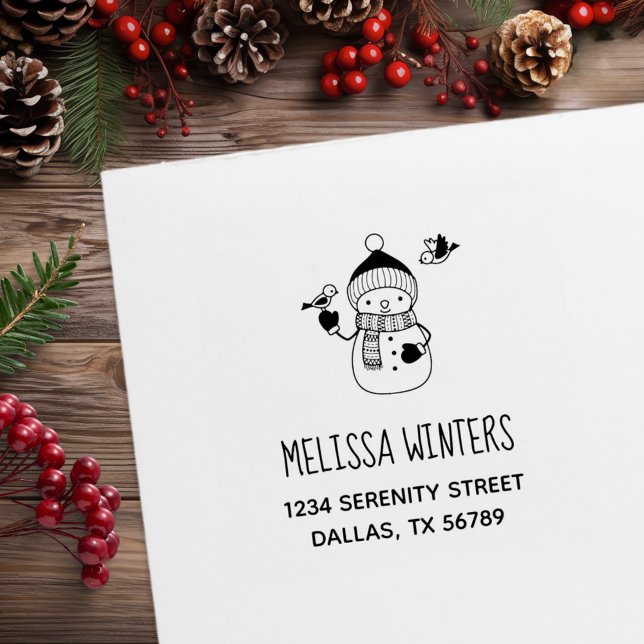 Lekande Snögubbe i Knkunnig Hat och Scarf Adress 2 Stämpel (Skapare uppladdad)