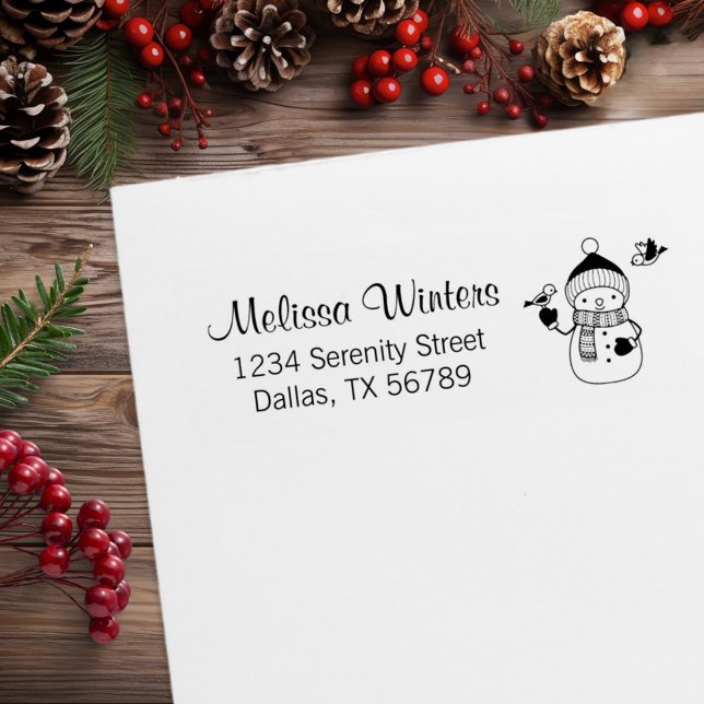 Lekande Snögubbe i Knkunnig Hat och Scarf Adress Stämpel (Skapare uppladdad)