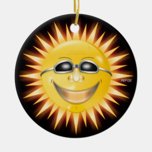 Lekande solsken julgransprydnad keramik