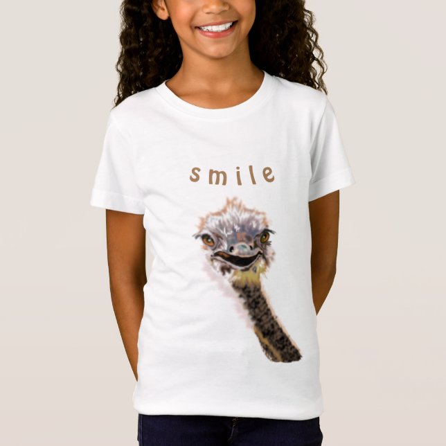 Lekande T-Shirt Lycklig Ostrich Smile (Framsida)