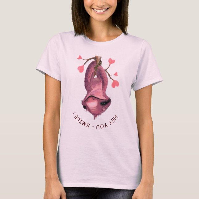 Lekande T-Shirt med Lycklig Sloth - Smile (Framsida)