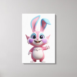 Lekande Tecknad Bunny Character Artwork Canvastryck